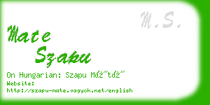 mate szapu business card